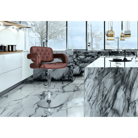 JUST SIT VINCI Brązowy - Hoker barowy z oparciem i podłokietnikami