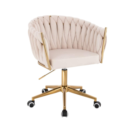 Krzesło obrotowe, fotel do salonu IMPERIA PLUS welur beżowy