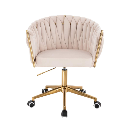Krzesło obrotowe, fotel do salonu IMPERIA PLUS welur beżowy