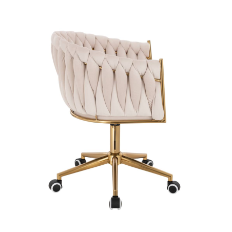 Krzesło obrotowe, fotel do salonu IMPERIA PLUS welur beżowy