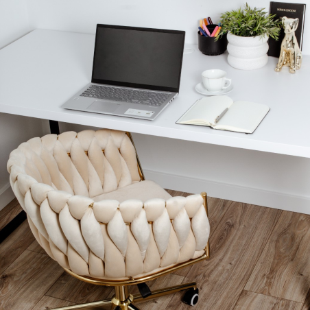 Krzesło obrotowe, fotel do salonu IMPERIA PLUS welur beżowy