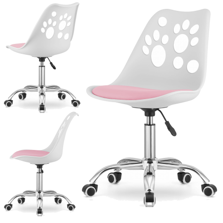 Krzesło obrotowe RENO - biało-różowe