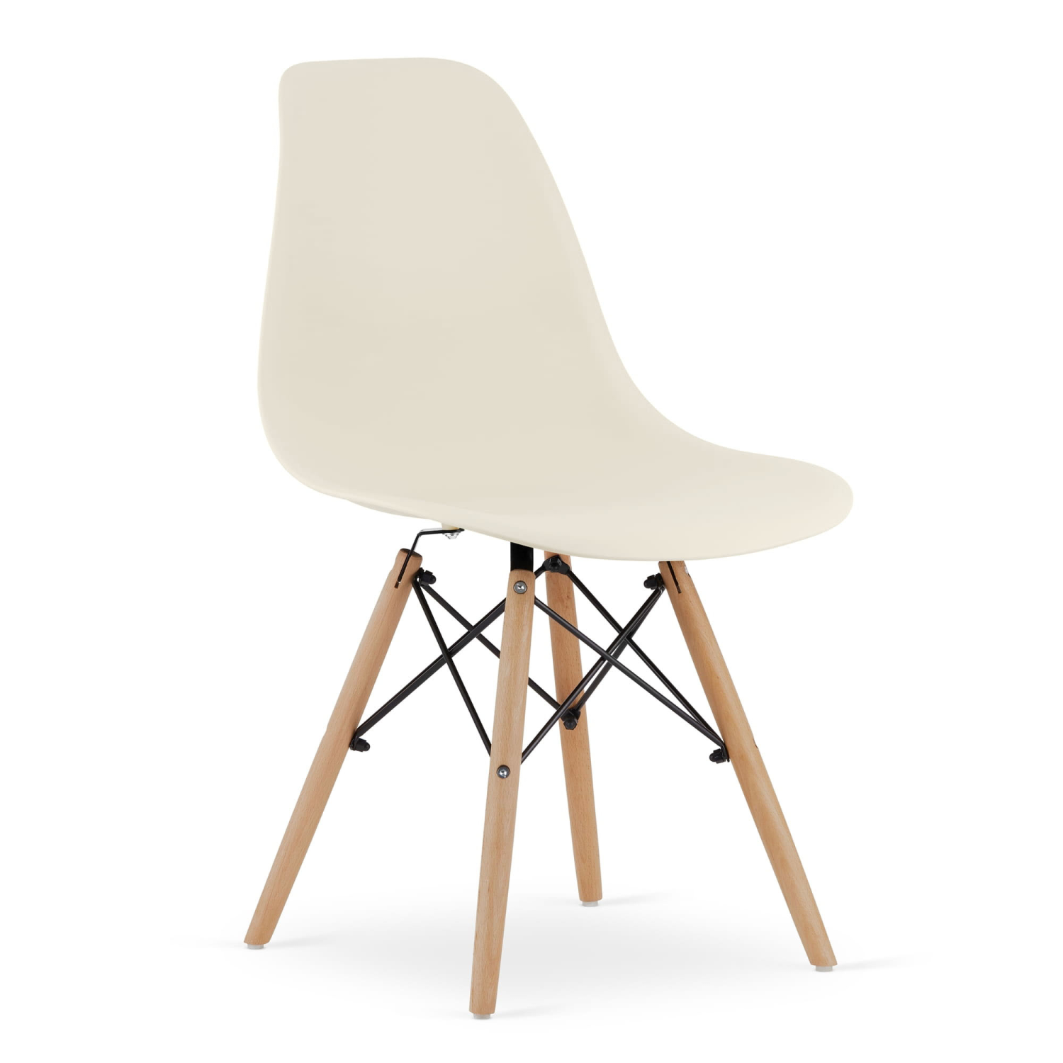 Krzesło skandynawskie nowoczesne do jadalni kuchni PIANO BEŻOWE / nogi naturalne