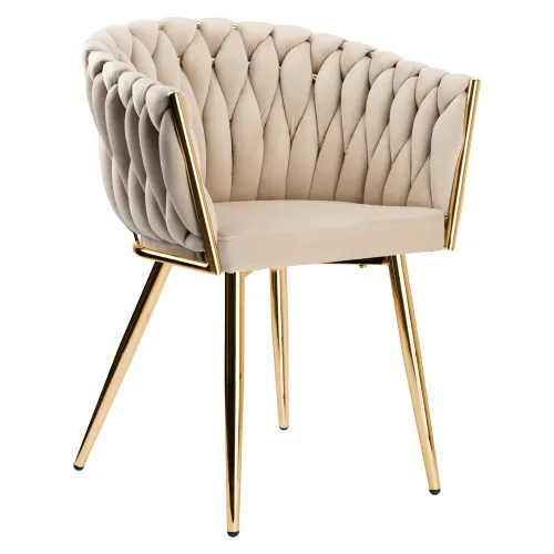 Krzesło Fotel do salonu IMPERIA welur Beżowy Krem GLAMOUR LOFT 1 szt.