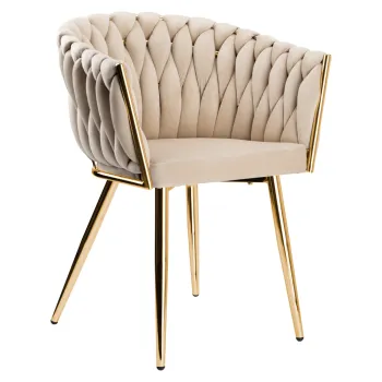 Krzesło Fotel do salonu IMPERIA welur Beżowy Krem GLAMOUR LOFT 1 szt.