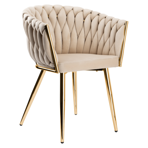 Krzesło Fotel do salonu IMPERIA welur Beżowy Krem GLAMOUR LOFT 1 szt.