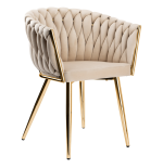 Krzesło Fotel do salonu IMPERIA welur Beżowy Krem GLAMOUR LOFT 1 szt.