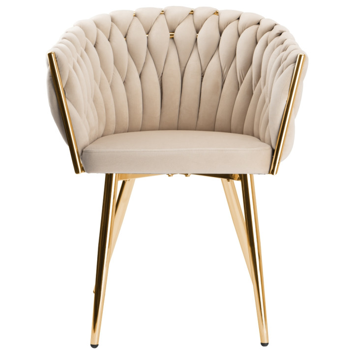 Krzesło Fotel do salonu IMPERIA welur Beżowy Krem GLAMOUR LOFT 1 szt.