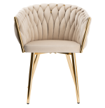 Krzesło Fotel do salonu IMPERIA welur Beżowy Krem GLAMOUR LOFT 1 szt.