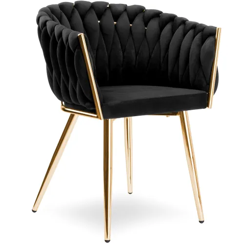 Krzesło Fotel do salony IMPERIA welur czarny GLAMOUR LOFT 1 szt.