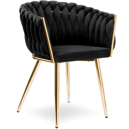 Krzesło Fotel do salony IMPERIA welur czarny GLAMOUR LOFT 1 szt.