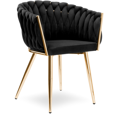 Krzesło Fotel do salony IMPERIA welur czarny GLAMOUR LOFT 1 szt.