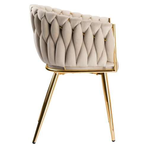 Krzesło Fotel do salonu IMPERIA welur Beżowy Krem GLAMOUR LOFT 1 szt.