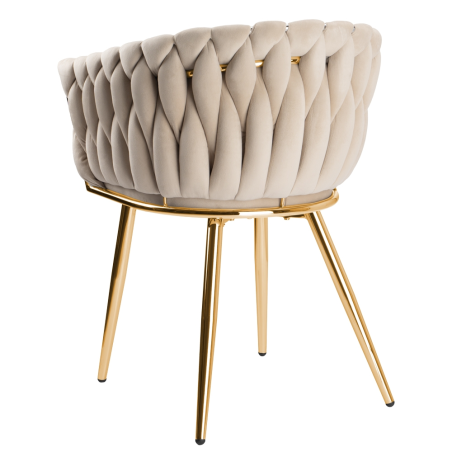 Krzesło Fotel do salonu IMPERIA welur Beżowy Krem GLAMOUR LOFT 1 szt.