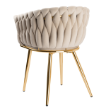 Krzesło Fotel do salonu IMPERIA welur Beżowy Krem GLAMOUR LOFT 1 szt.