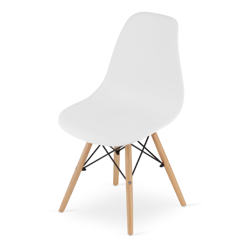 Krzesło skandynawskie nowoczesne do jadalni kuchni PIANO BIAŁE / nogi naturalne