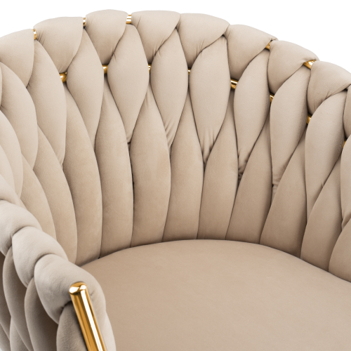 Krzesło Fotel do salonu IMPERIA welur Beżowy Krem GLAMOUR LOFT 1 szt.