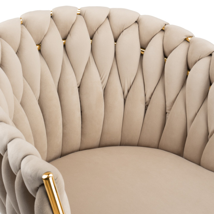 Krzesło Fotel do salonu IMPERIA welur Beżowy Krem GLAMOUR LOFT 1 szt.