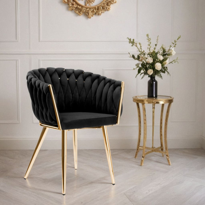 Krzesło Fotel do salony IMPERIA welur czarny GLAMOUR LOFT 1 szt.
