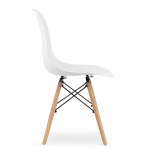 Krzesło skandynawskie nowoczesne do jadalni kuchni PIANO BIAŁE / nogi naturalne