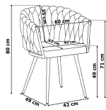Krzesło Fotel do salony IMPERIA welur czarny GLAMOUR LOFT 1 szt.