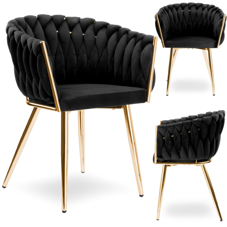 Krzesło Fotel do salony IMPERIA welur czarny GLAMOUR LOFT 1 szt.