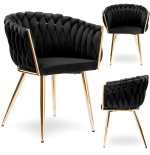 Krzesło Fotel do salony IMPERIA welur czarny GLAMOUR LOFT 1 szt.