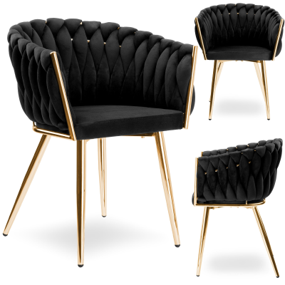Krzesło Fotel do salony IMPERIA welur czarny GLAMOUR LOFT 1 szt.