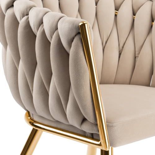 Krzesło Fotel do salonu IMPERIA welur Beżowy Krem GLAMOUR LOFT 1 szt.