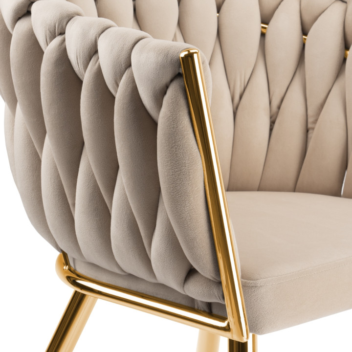 Krzesło Fotel do salonu IMPERIA welur Beżowy Krem GLAMOUR LOFT 1 szt.