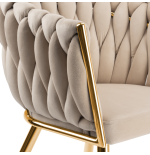 Krzesło Fotel do salonu IMPERIA welur Beżowy Krem GLAMOUR LOFT 1 szt.