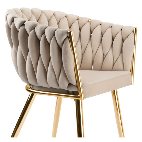 Krzesło Fotel do salonu IMPERIA welur Beżowy Krem GLAMOUR LOFT 1 szt.