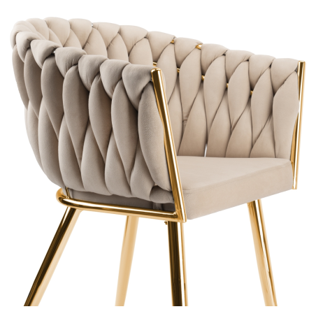 Krzesło Fotel do salonu IMPERIA welur Beżowy Krem GLAMOUR LOFT 1 szt.