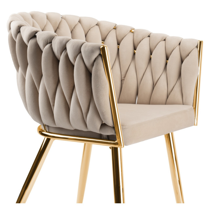 Krzesło Fotel do salonu IMPERIA welur Beżowy Krem GLAMOUR LOFT 1 szt.