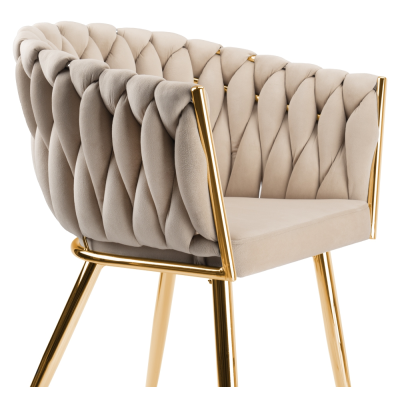 Krzesło Fotel do salonu IMPERIA welur Beżowy Krem GLAMOUR LOFT 1 szt.