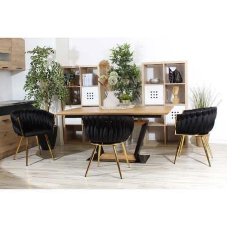 Krzesło Fotel do salony IMPERIA welur czarny GLAMOUR LOFT 1 szt.