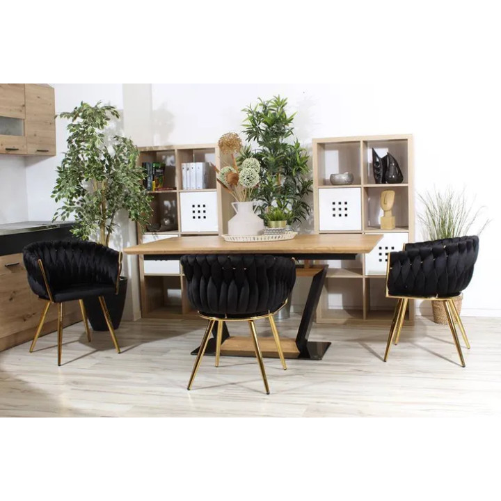 Krzesło Fotel do salony IMPERIA welur czarny GLAMOUR LOFT 1 szt.