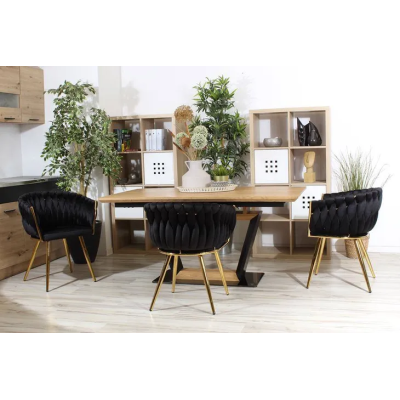 Krzesło Fotel do salony IMPERIA welur czarny GLAMOUR LOFT 1 szt.