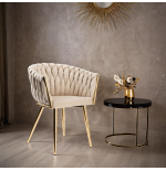 Krzesło Fotel do salonu IMPERIA welur Beżowy Krem GLAMOUR LOFT 1 szt.