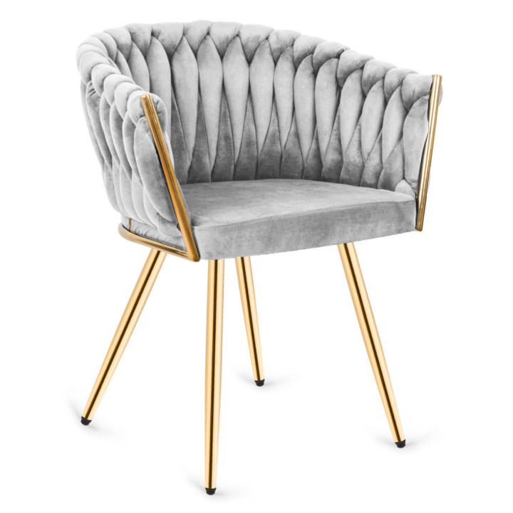 Krzesło Fotel do salonu IMPERIA welur Szary GLAMOUR LOFT 1 szt.