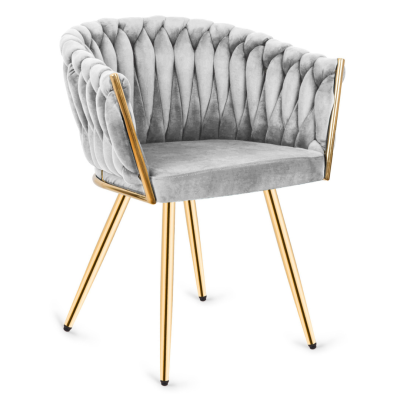 Krzesło Fotel do salonu IMPERIA welur Szary GLAMOUR LOFT 1 szt.