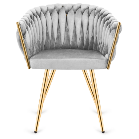 Krzesło Fotel do salonu IMPERIA welur Szary GLAMOUR LOFT 1 szt.