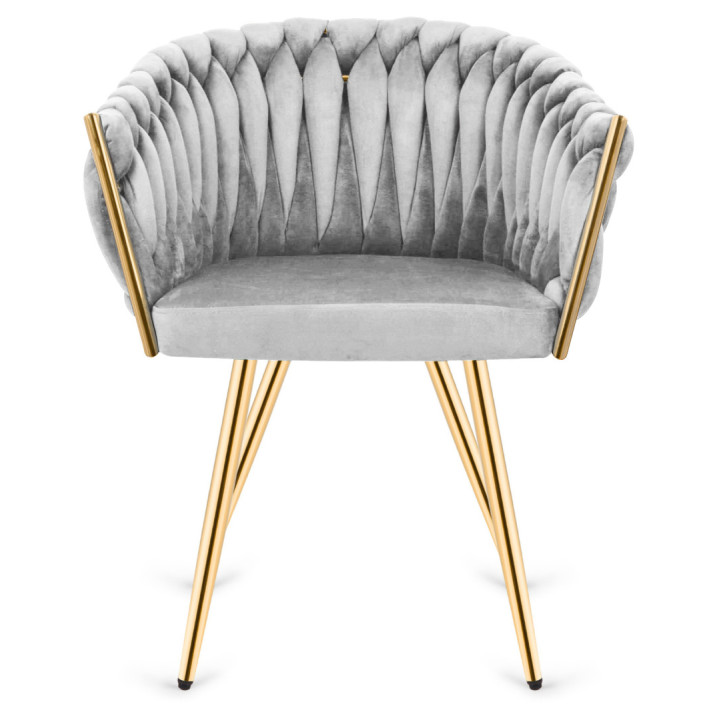 Krzesło Fotel do salonu IMPERIA welur Szary GLAMOUR LOFT 1 szt.