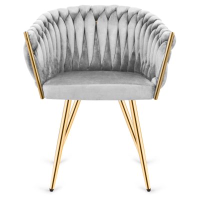 Krzesło Fotel do salonu IMPERIA welur Szary GLAMOUR LOFT 1 szt.