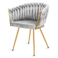 Krzesło Fotel do salonu IMPERIA welur Szary GLAMOUR LOFT 1 szt.