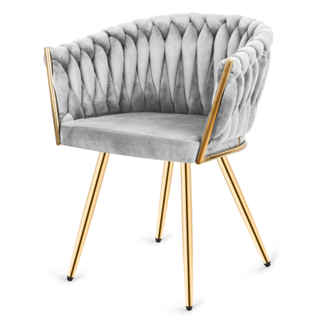 Krzesło Fotel do salonu IMPERIA welur Szary GLAMOUR LOFT 1 szt.