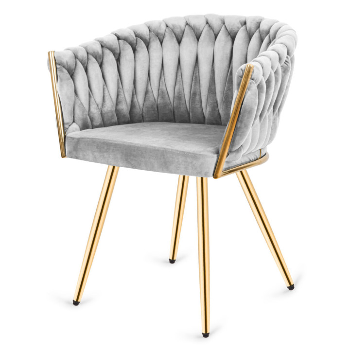Krzesło Fotel do salonu IMPERIA welur Szary GLAMOUR LOFT 1 szt.