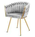 Krzesło Fotel do salonu IMPERIA welur Szary GLAMOUR LOFT 1 szt.