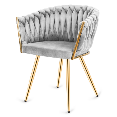 Krzesło Fotel do salonu IMPERIA welur Szary GLAMOUR LOFT 1 szt.