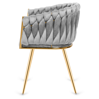 Krzesło Fotel do salonu IMPERIA welur Szary GLAMOUR LOFT 1 szt.
